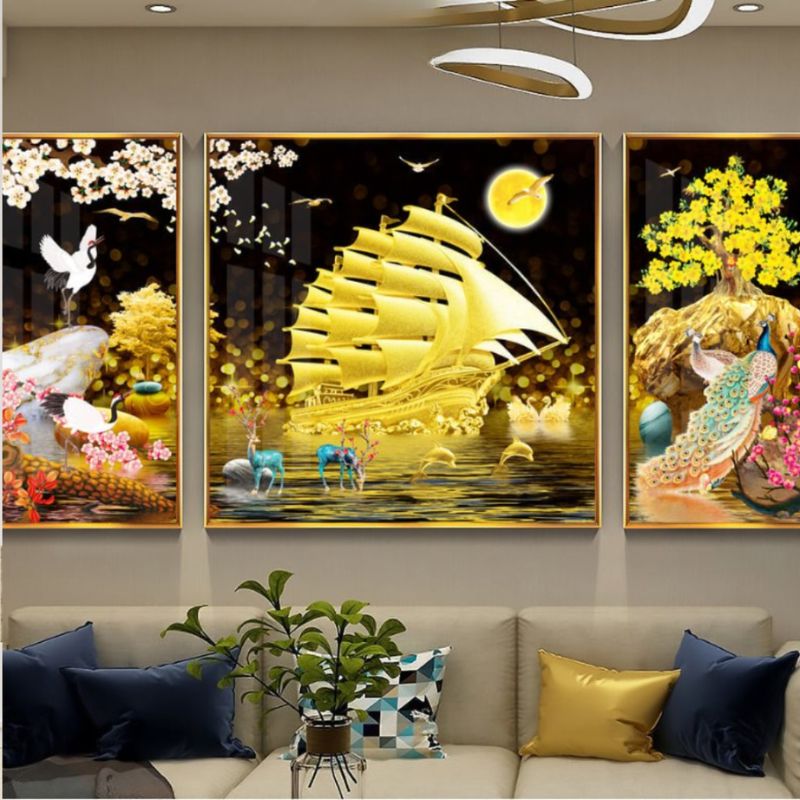 Tranh treo tường khung gỗ phong thủy TTTPPR03