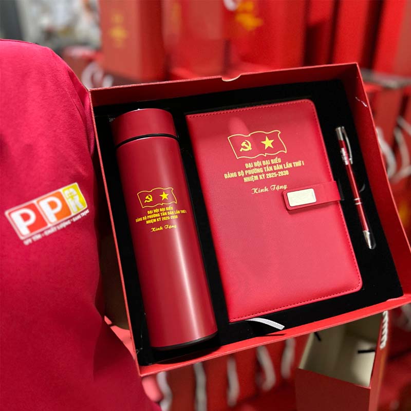 Set sổ bình bút in khắc logo theo yêu cầu