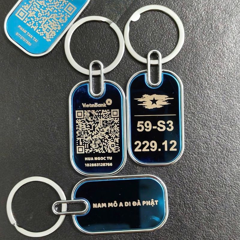 Móc khóa Mica hình chữ nhật kim loại MKPPR03