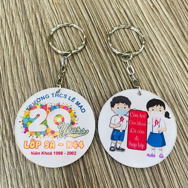 Móc khóa tròn Mica ép nhiệt MKPPR02