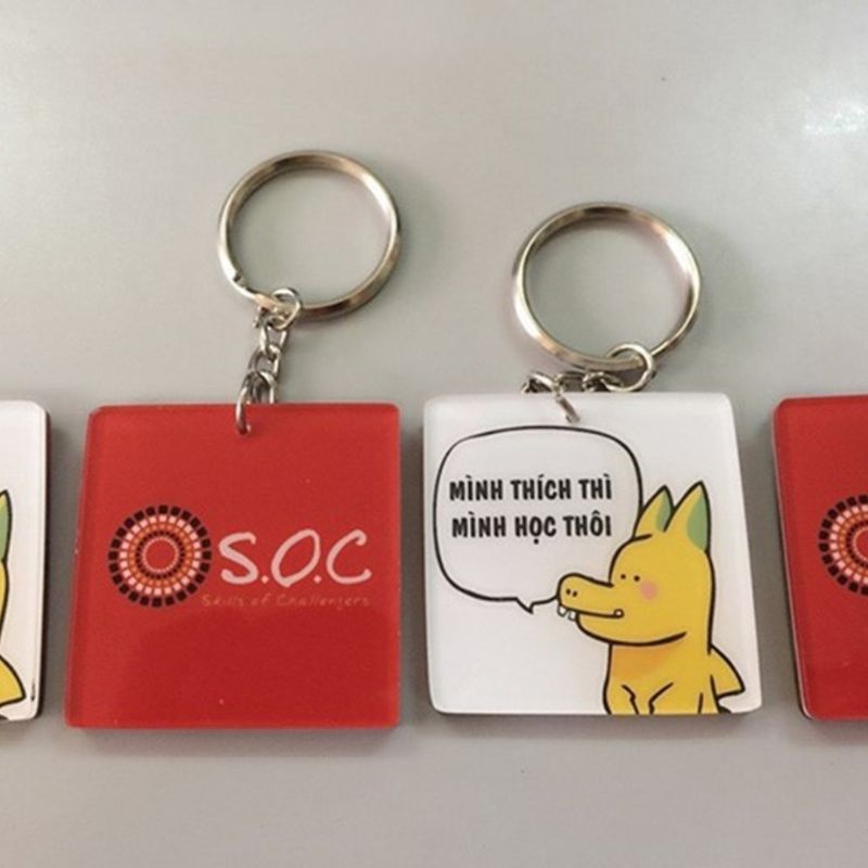 Móc khóa vuông Mica ép nhiệt MKPPR04