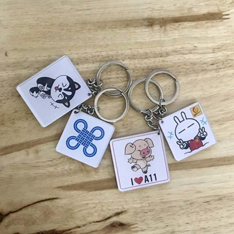 Móc khóa vuông Mica ép nhiệt MKPPR04