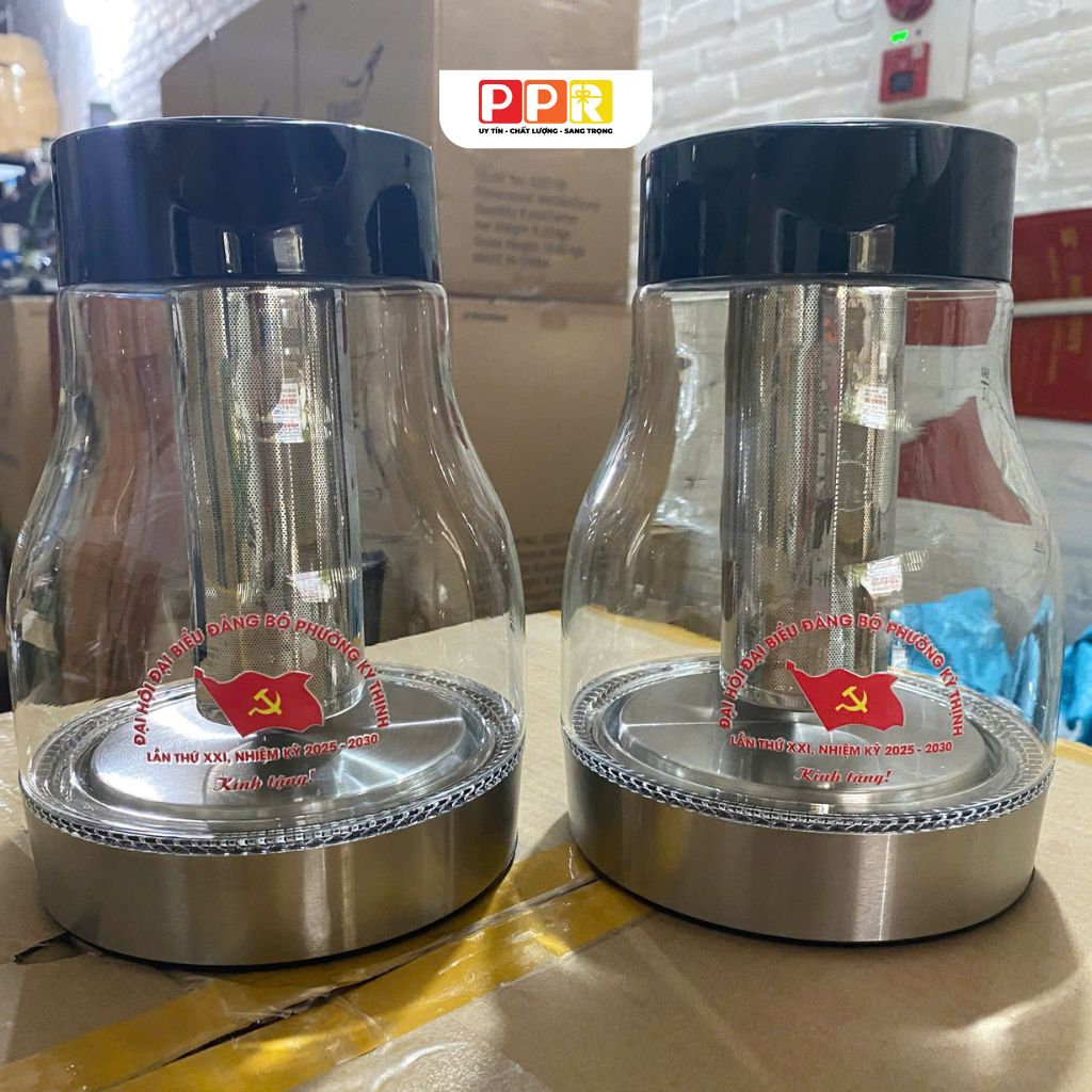ấm đun nước siêu tốc bằng thủy tinh in logo
