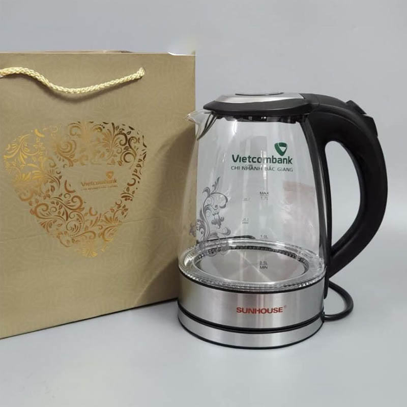 Ấm Siêu Tốc Thủy Tinh In Logo Theo Yêu Cầu | ASTPPR02