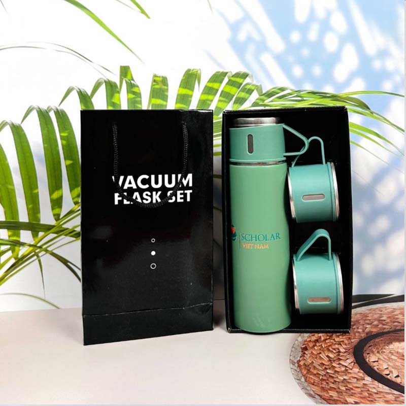 Bình Giữ Nhiệt Kèm Hai Cốc In Logo Doanh Nghiệp | BGNPPR02