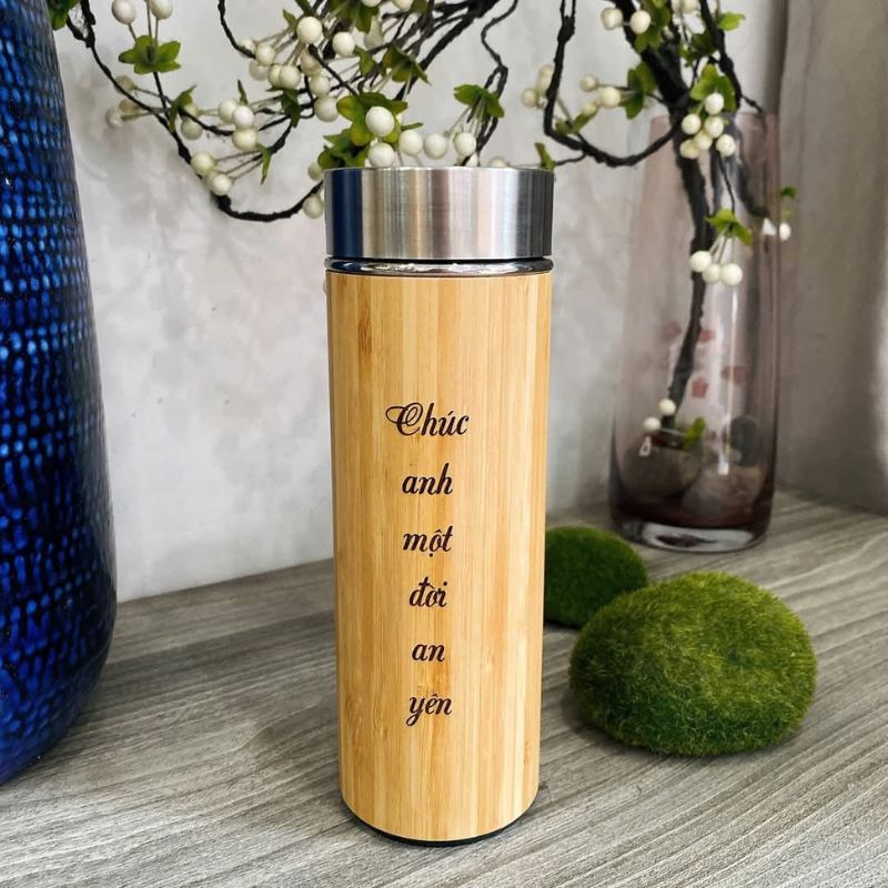 Bình Giữ Nhiệt Vỏ Tre In Khắc Logo Công Ty | BGNPPR20