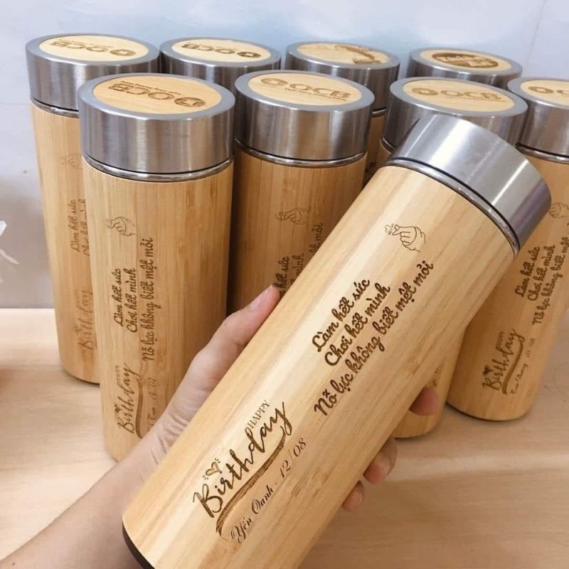 Bình Giữ Nhiệt Vỏ Tre In Khắc Logo Công Ty | BGNPPR20