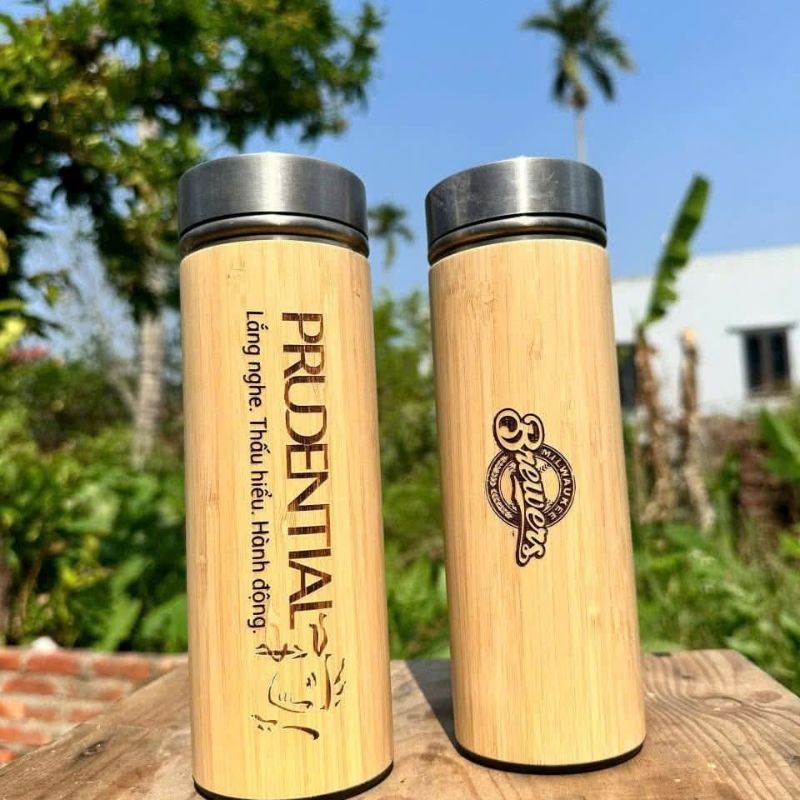 Bình Giữ Nhiệt Vỏ Tre In Khắc Logo Công Ty | BGNPPR20