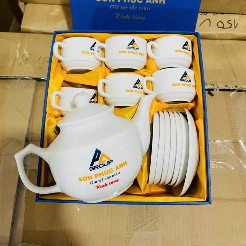 Bộ Ấm Chén Dáng Hong Kong In Logo Công Ty | ACPPR08