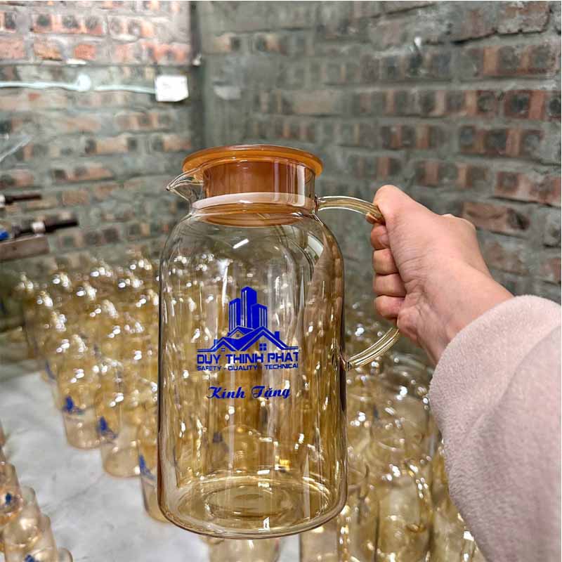 Bộ Bình Kèm 6 Cốc Thủy Tinh In Logo Công Ty | BCTTPPR01