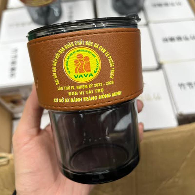 Cốc Thủy Tinh Bọc Da 400ml In Logo Theo Yêu Cầu | CTTPPR04