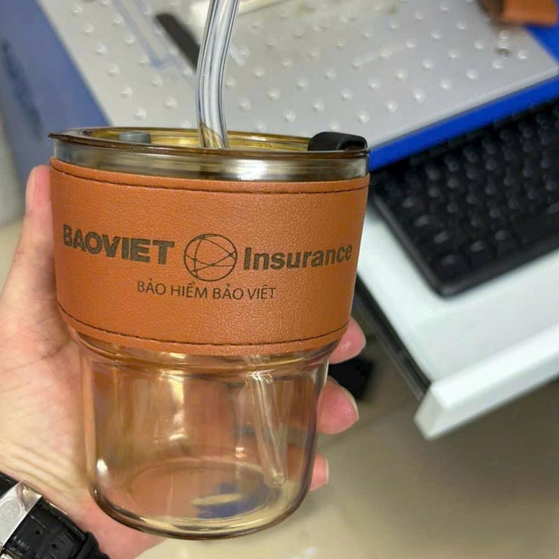 Cốc Thủy Tinh Bọc Da 400ml In Logo Theo Yêu Cầu | CTTPPR04