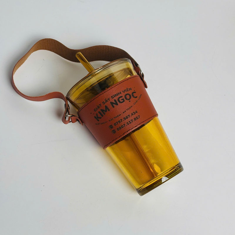 Cốc Thủy Tinh Bọc Da 450ml In Logo Theo Yêu Cầu | CTTPPR03