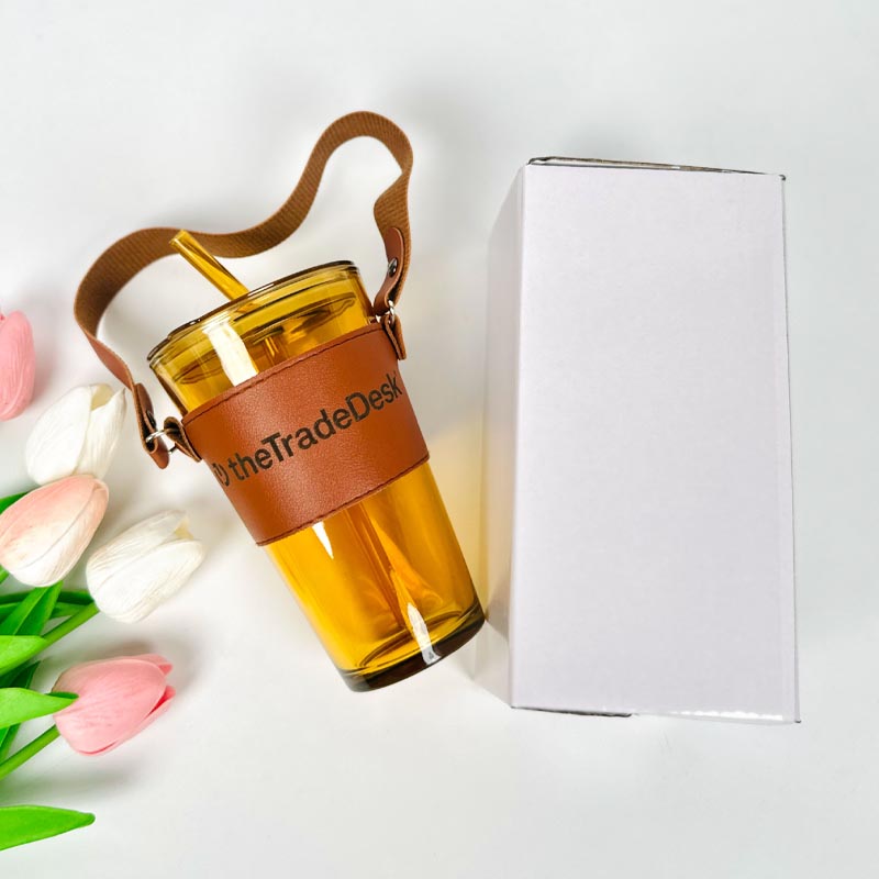 Cốc Thủy Tinh Bọc Da 450ml In Logo Theo Yêu Cầu | CTTPPR03