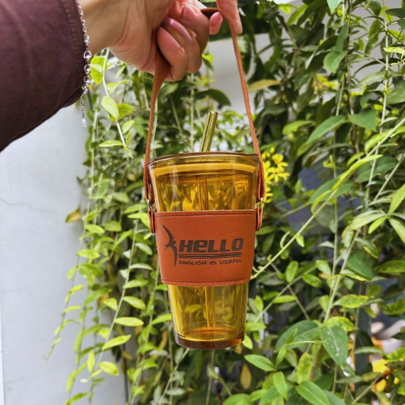 Cốc Thủy Tinh Bọc Da 450ml In Logo Theo Yêu Cầu | CTTPPR03