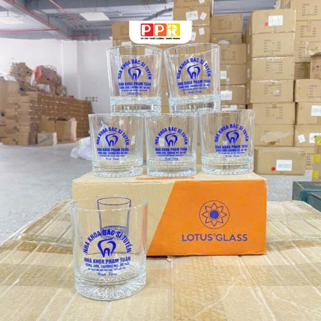 cốc thủy tinh in logo theo yêu cầu