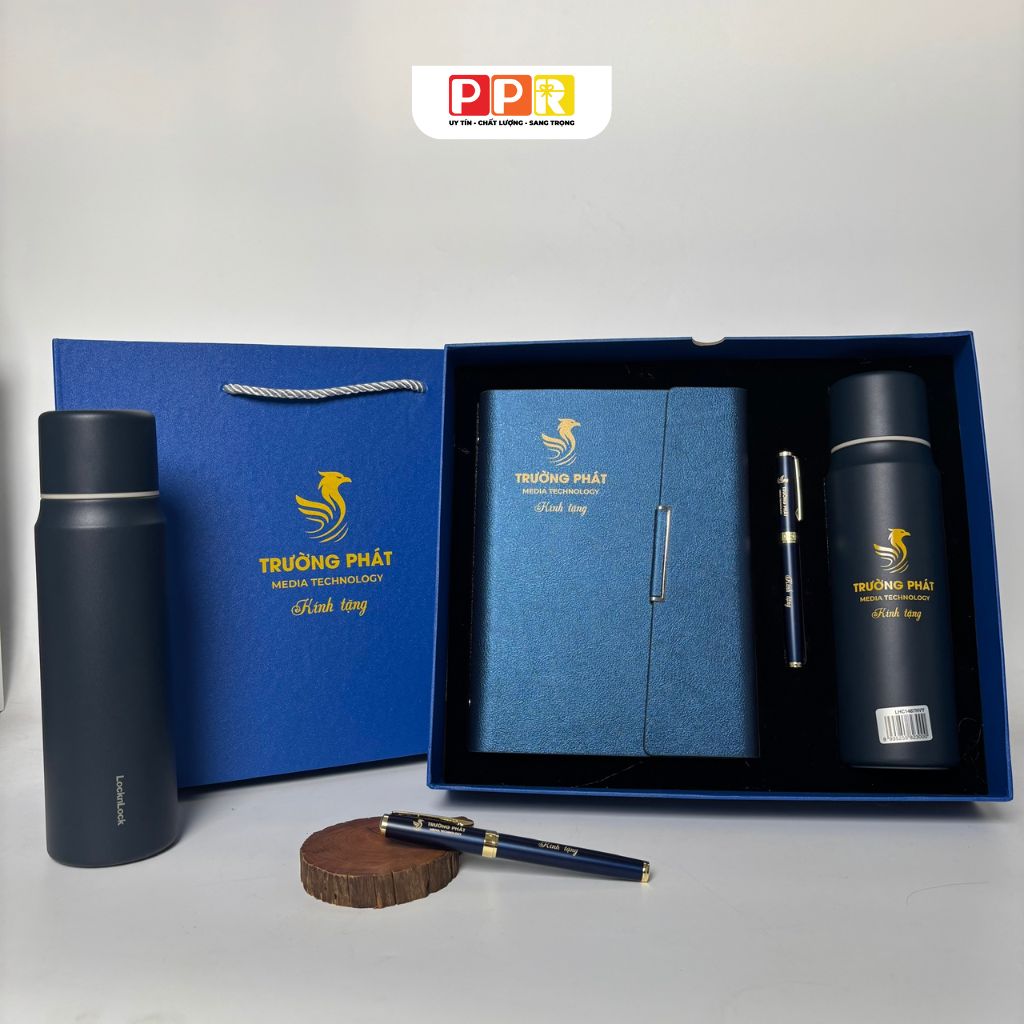 set sổ bình bút in khắc logo