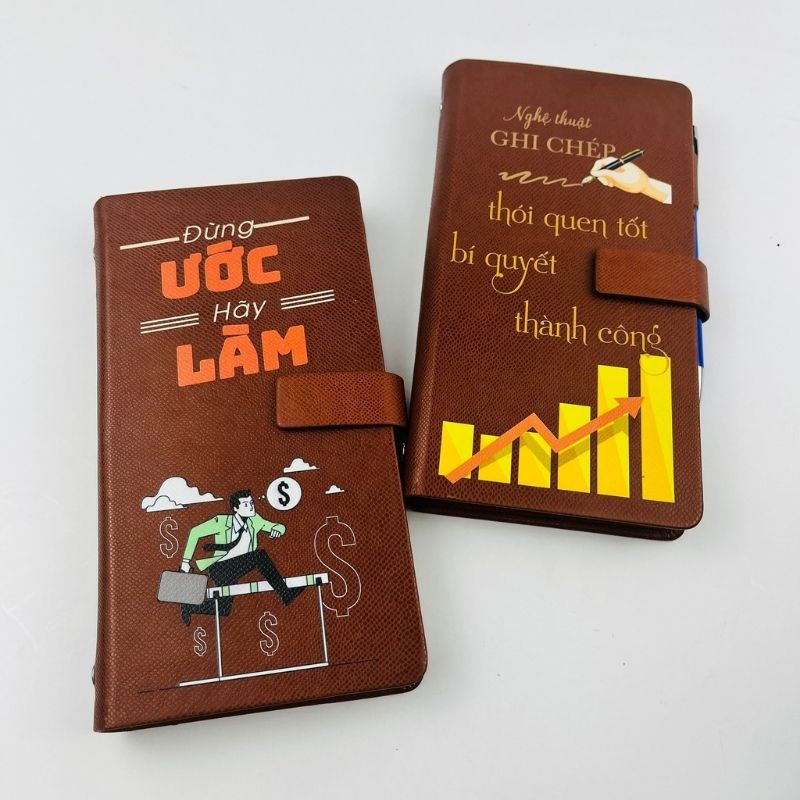 Sổ Bìa Da Gáy Còng Cầm Tay In Logo Quà Tặng Khách Hàng | SDPPR10