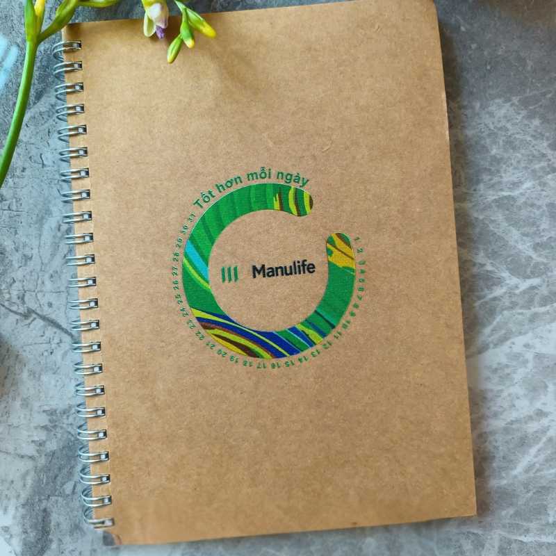 Sổ Lò Xo Bìa Giấy Kraft In Logo Công Ty Theo Yêu Cầu | SLXPPR03