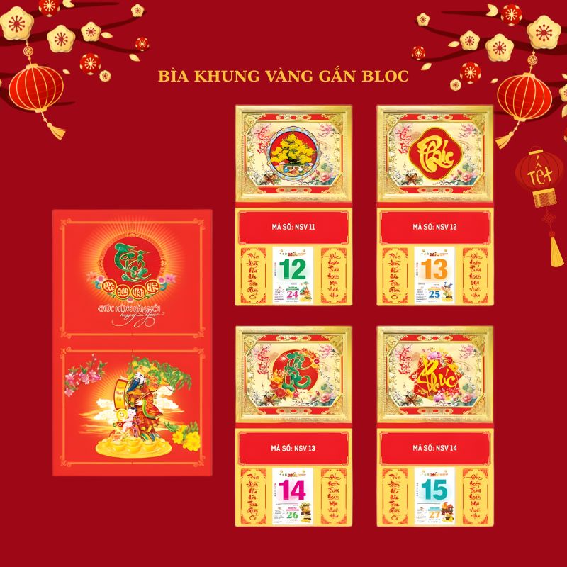 Bìa Khung Vàng Gắn Bloc Lịch LTPPR17