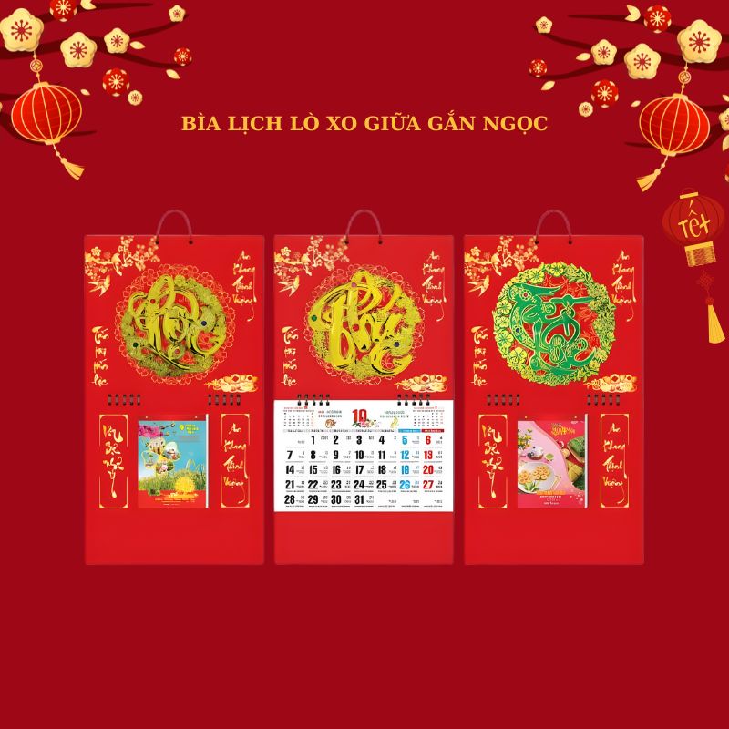 Bìa Lịch Lò Xo Giữa Gắn Ngọc LTPPR20