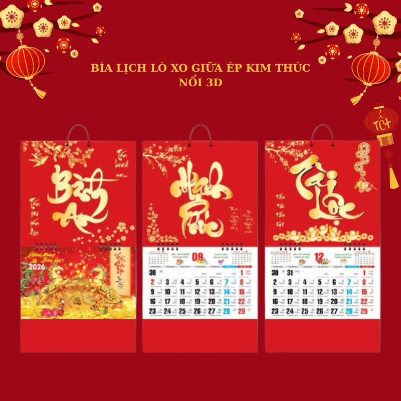 Bìa Lịch Lò Xo Giữa Ép Kim Thúc Nổi LTPPR21