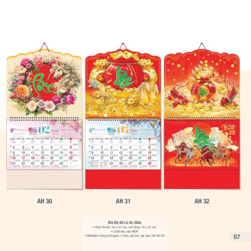 Lịch Tết Bìa Bộ Số Lò Xo Giữa In Logo Theo Yêu Cầu | LTPPR04