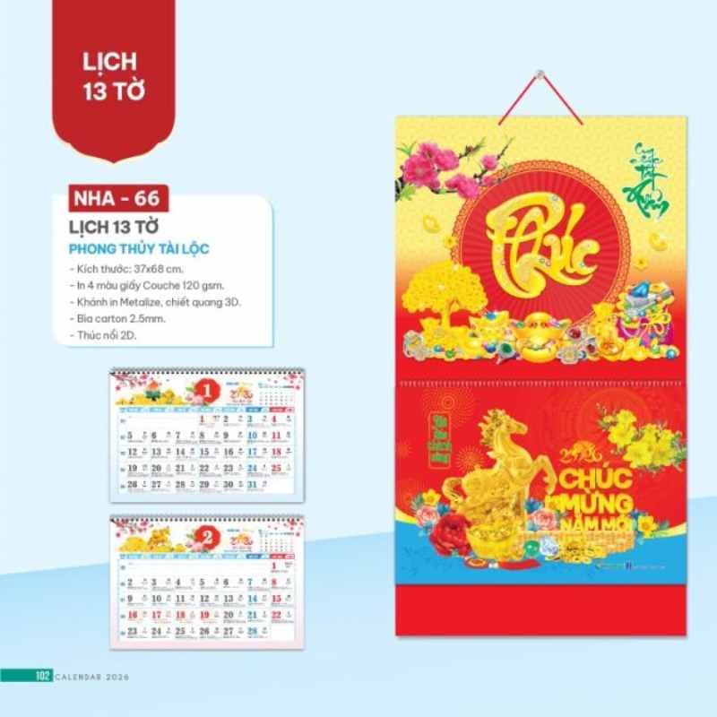 Lịch 13 Tờ In Logo Làm Quà Tặng Doanh Nghiệp | LTPPR07